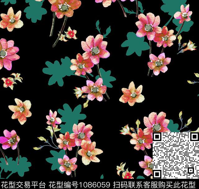 花卉年轻女性小碎花数码印花华亿平台下载（图片编号: 1086059） - 瓦栏（Walan）