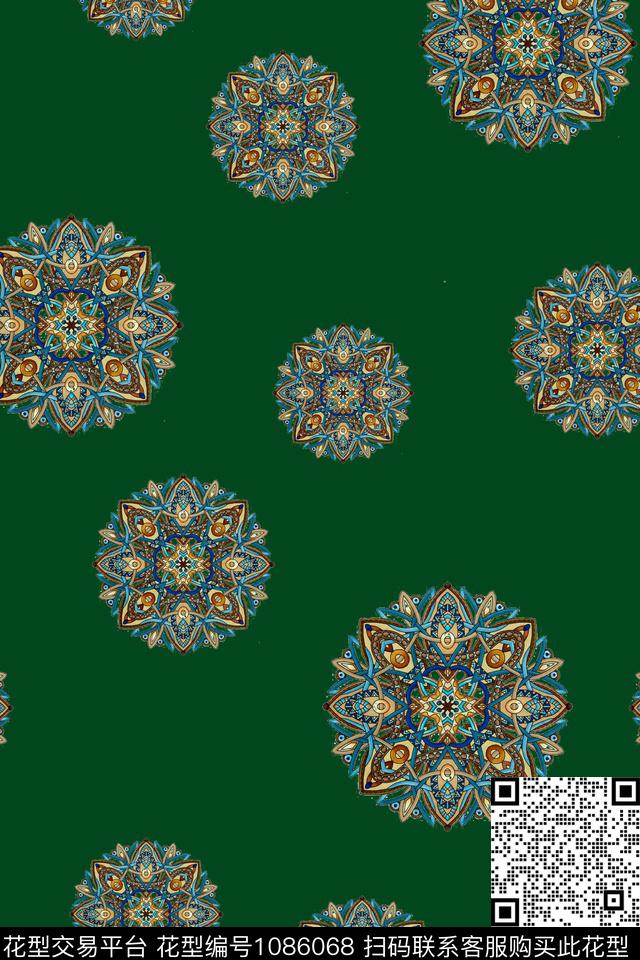黑底花卉数码华亿平台民族风数码印花华亿平台下载（图片编号: 1086068） - 瓦栏（Walan）