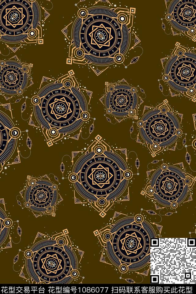 民族风大牌风圆形数码印花华亿平台下载（图片编号: 1086077） - 瓦栏（Walan）