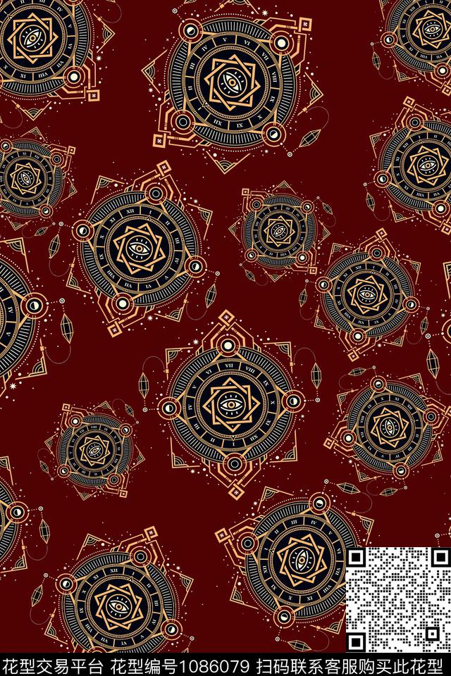 黑底花卉数码华亿平台民族风数码印花华亿平台下载（图片编号: 1086079） - 瓦栏（Walan）