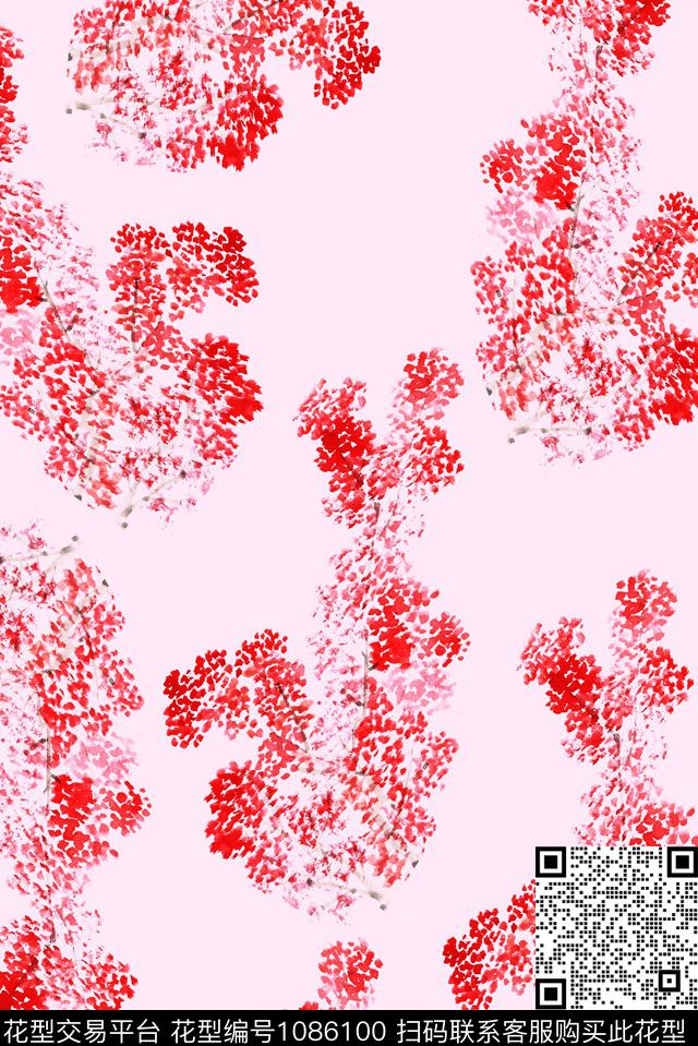抽象花卉花纹数码印花华亿平台下载（图片编号: 1086100） - 瓦栏（Walan）