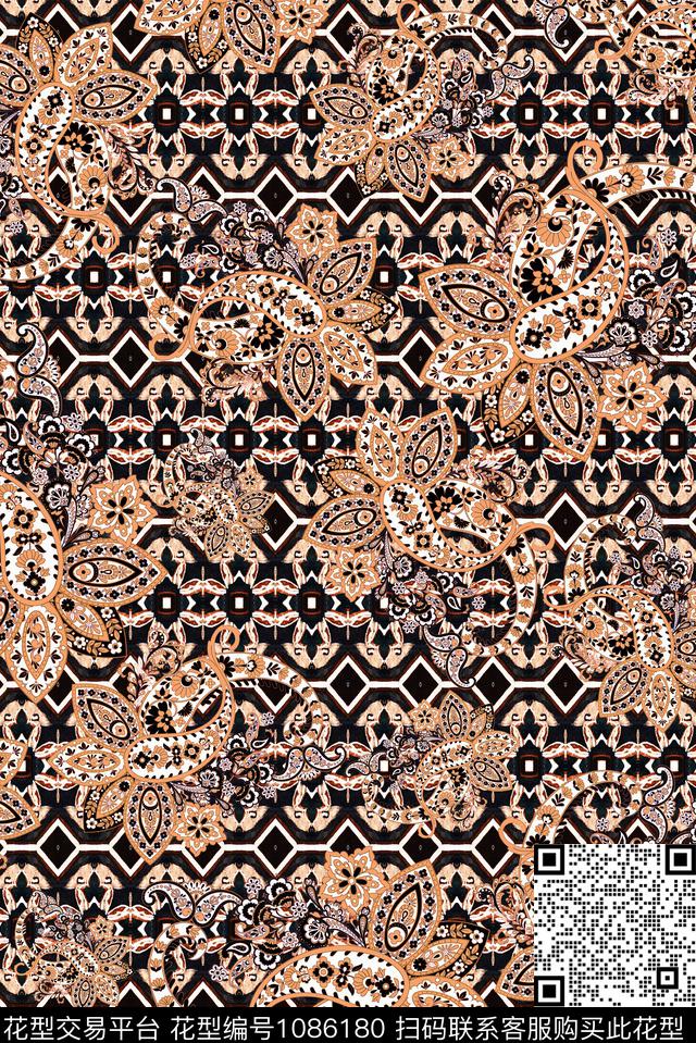 数码华亿平台几何佩斯利数码印花华亿平台下载（图片编号: 1086180） - 瓦栏（Walan）