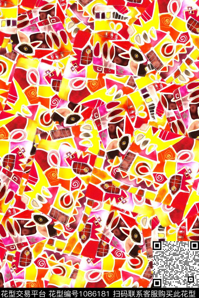 数码华亿平台抽象几何数码印花华亿平台下载（图片编号: 1086181） - 瓦栏（Walan）