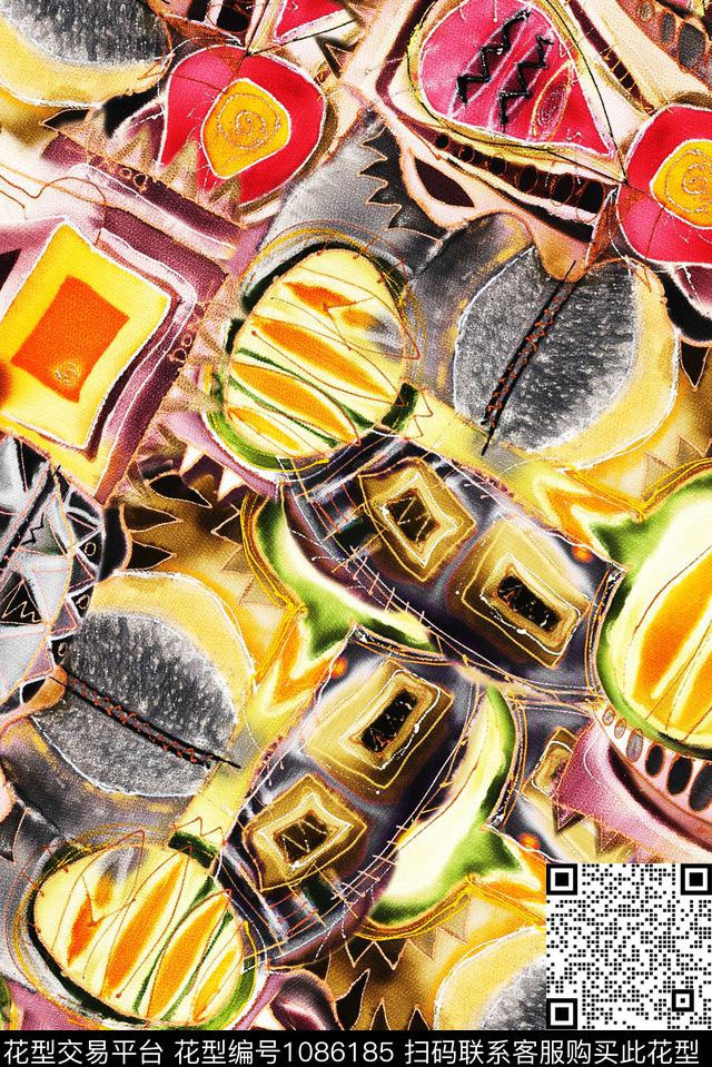 数码华亿平台抽象几何数码印花华亿平台下载（图片编号: 1086185） - 瓦栏（Walan）