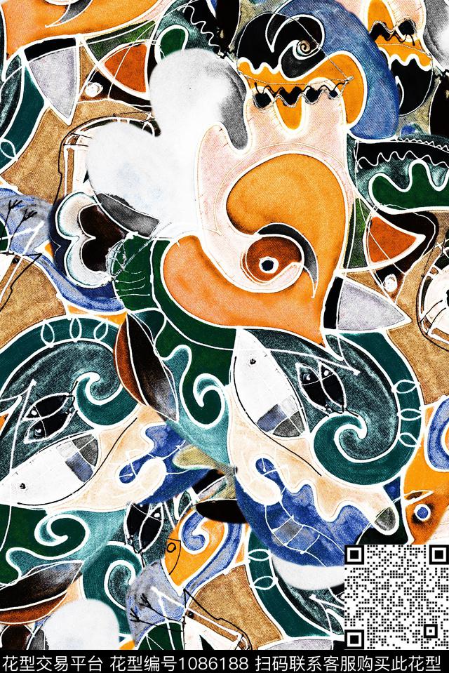 数码华亿平台抽象几何数码印花华亿平台下载（图片编号: 1086188） - 瓦栏（Walan）