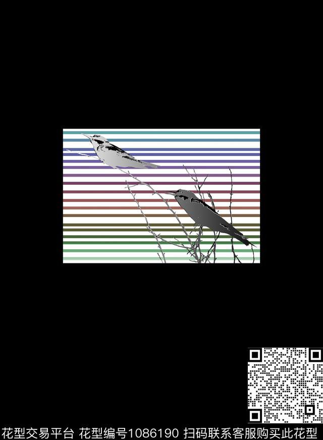 条纹鸟男装数码印花华亿平台下载（图片编号: 1086190） - 瓦栏（Walan）