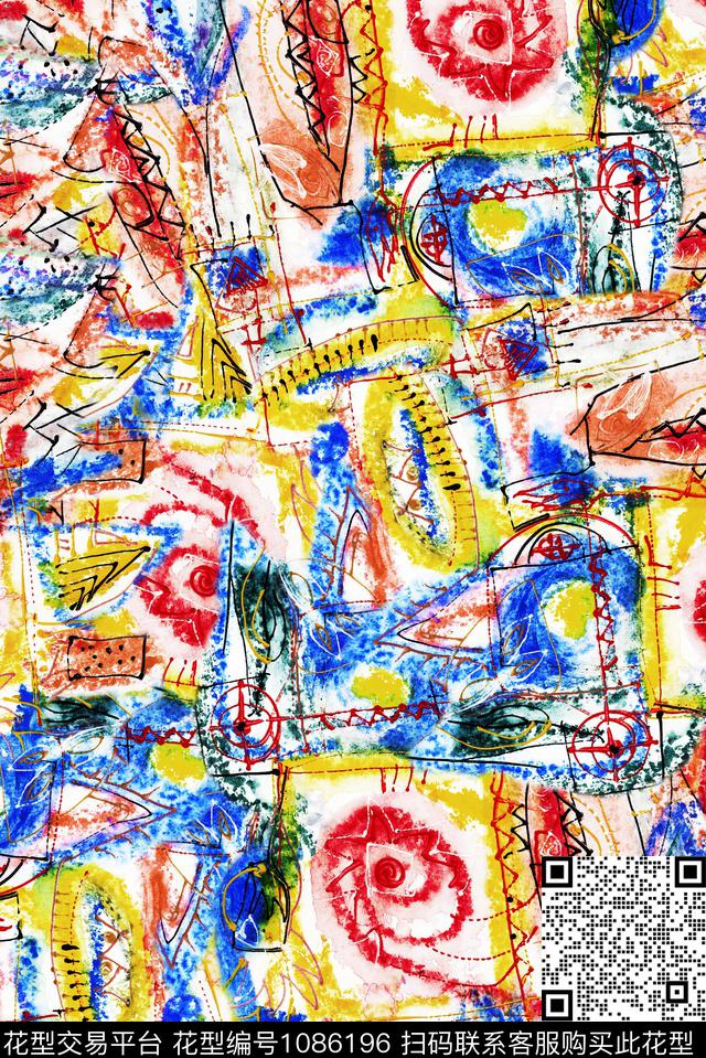 抽象大牌风油画华亿平台数码印花华亿平台下载（图片编号: 1086196） - 瓦栏（Walan）