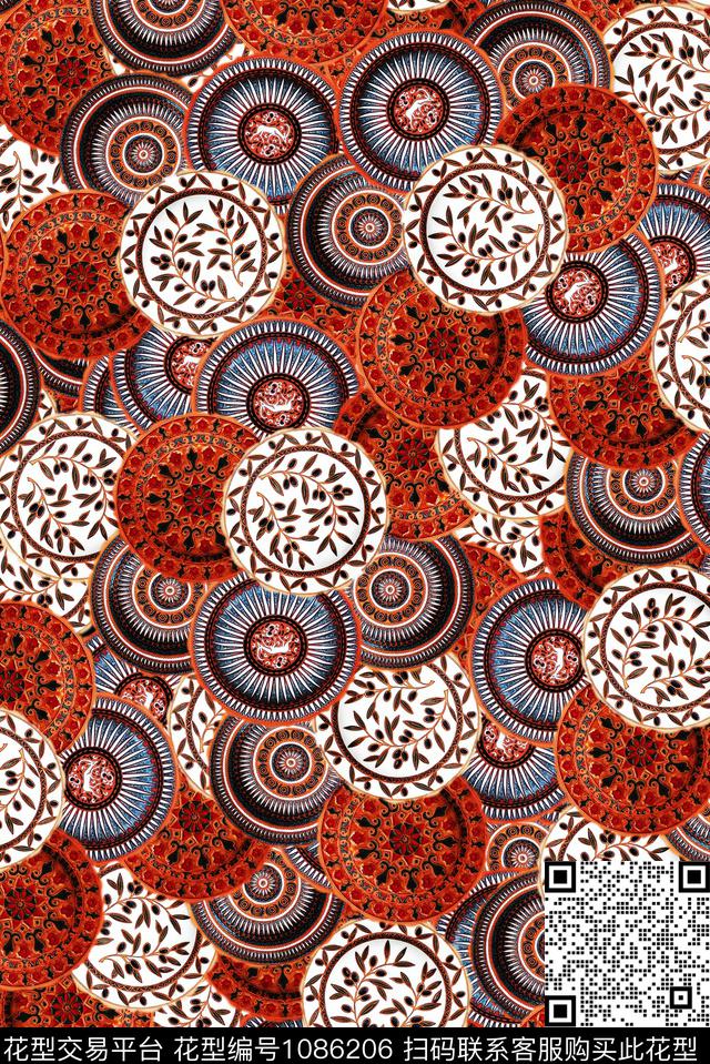 数码华亿平台民族风几何数码印花华亿平台下载（图片编号: 1086206） - 瓦栏（Walan）
