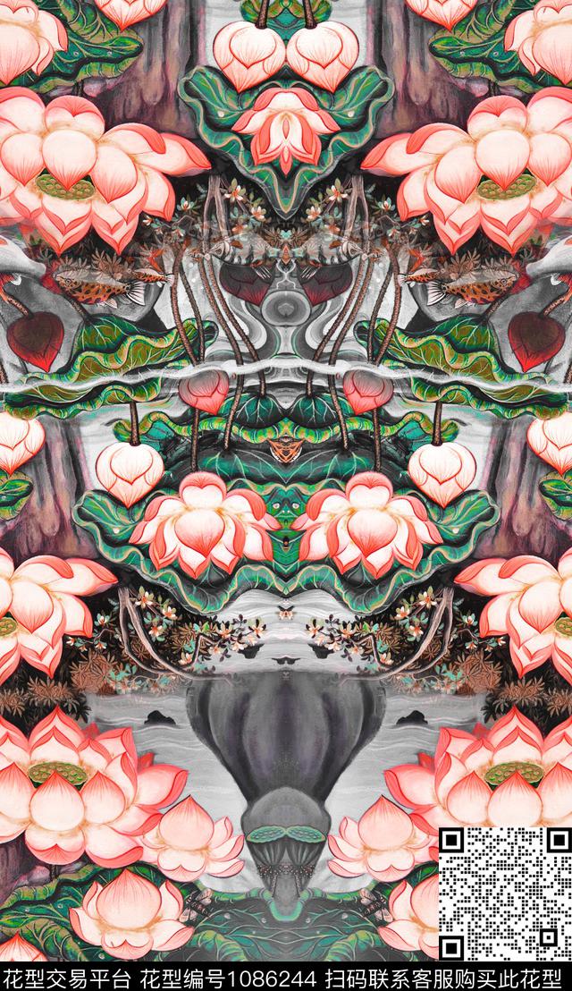 定位花对称花中老年数码印花华亿平台下载（图片编号: 1086244） - 瓦栏（Walan）