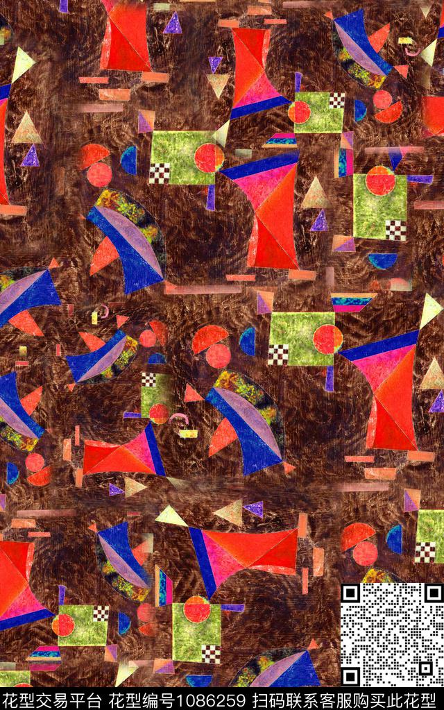 格子线条几何数码印花华亿平台下载（图片编号: 1086259） - 瓦栏（Walan）