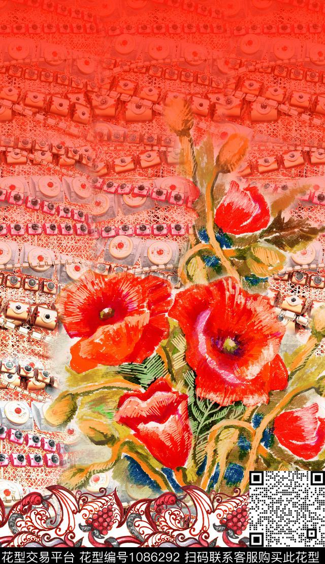 数码华亿平台民族风花卉数码印花华亿平台下载（图片编号: 1086292） - 瓦栏（Walan）