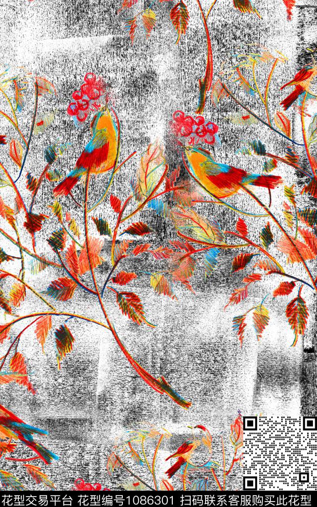 数码华亿平台小碎花笔触数码印花华亿平台下载（图片编号: 1086301） - 瓦栏（Walan）