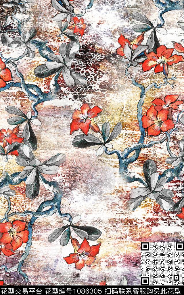 数码华亿平台小碎花笔触数码印花华亿平台下载（图片编号: 1086305） - 瓦栏（Walan）