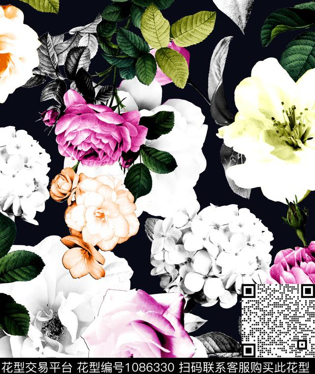 签字笔玫瑰花迷彩数码印花华亿平台下载（图片编号: 1086330） - 瓦栏（Walan）
