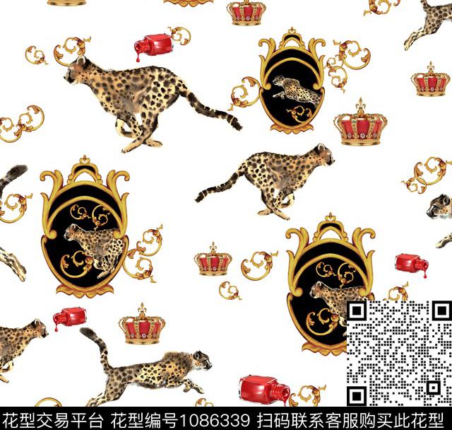 卷草趣味动物数码印花华亿平台下载（图片编号: 1086339） - 瓦栏（Walan）