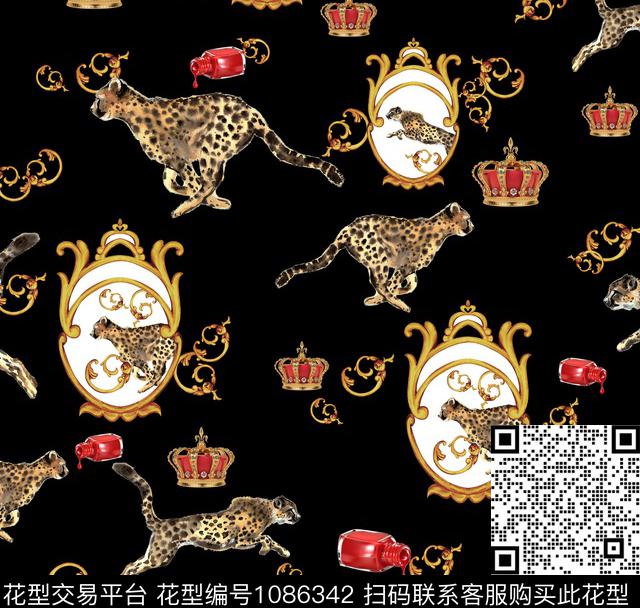 卷草趣味动物数码印花华亿平台下载（图片编号: 1086342） - 瓦栏（Walan）