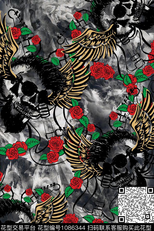 骷髅男装大牌风传统印花华亿平台下载（图片编号: 1086344） - 瓦栏（Walan）
