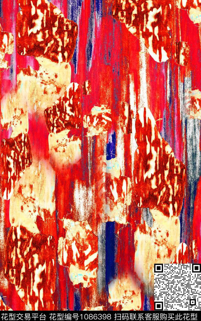肌理抽象笔触数码印花华亿平台下载（图片编号: 1086398） - 瓦栏（Walan）