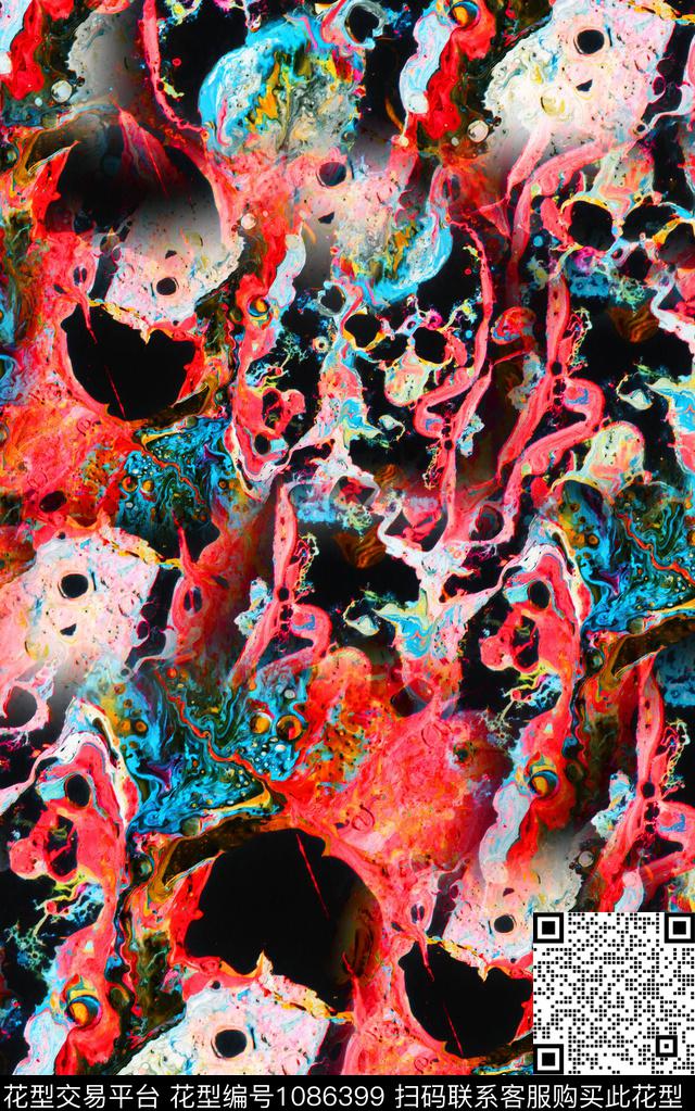 肌理抽象笔触数码印花华亿平台下载（图片编号: 1086399） - 瓦栏（Walan）