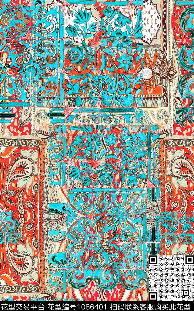数码华亿平台民族风肌理数码印花华亿平台下载（图片编号: 1086401） - 瓦栏（Walan）