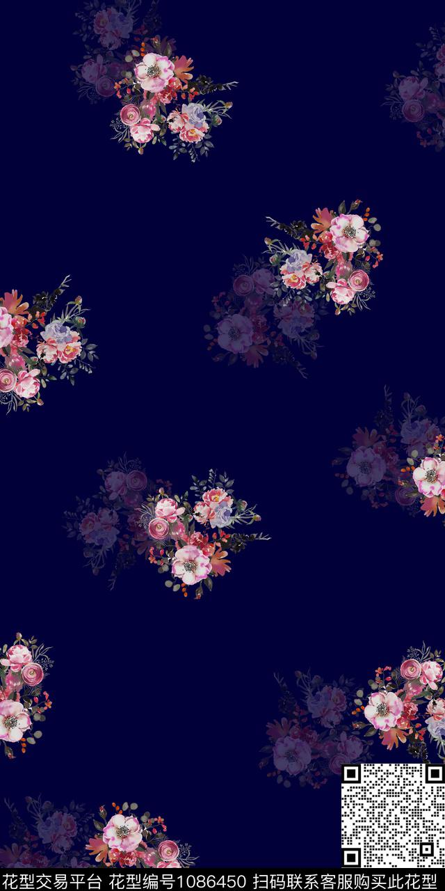 抽象花卉小碎花手绘花卉数码印花华亿平台下载（图片编号: 1086450） - 瓦栏（Walan）
