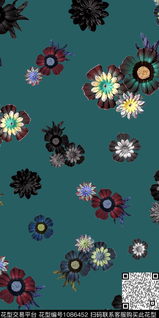 手绘花卉抽象花卉小碎花传统印花华亿平台下载（图片编号: 1086452） - 瓦栏（Walan）