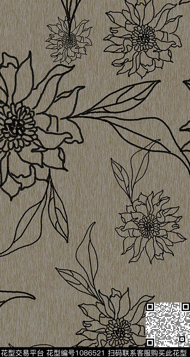 数码华亿平台绘画线条数码印花华亿平台下载（图片编号: 1086521） - 瓦栏（Walan）