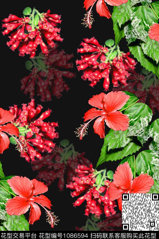 春夏华亿平台抽象手绘花卉数码印花华亿平台下载（图片编号: 1086594） - 瓦栏（Walan）