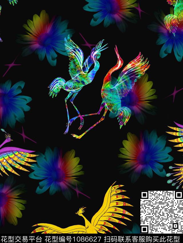 数码华亿平台手绘花卉花卉数码印花华亿平台下载（图片编号: 1086627） - 瓦栏（Walan）