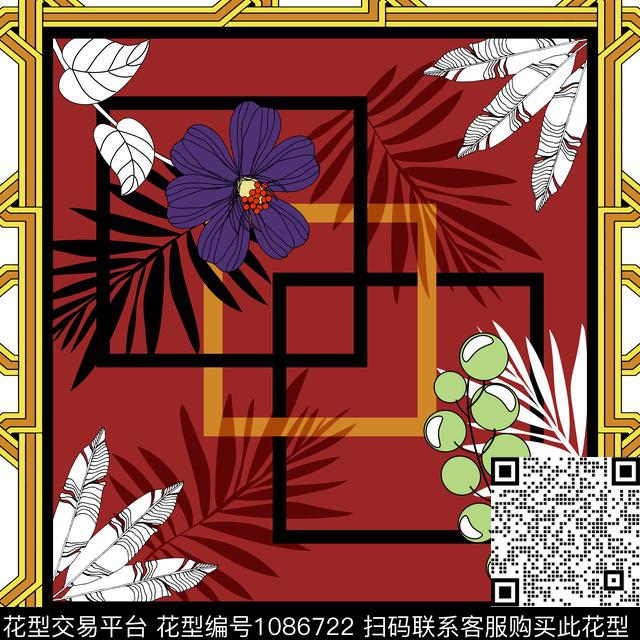 创意花卉方巾传统印花华亿平台下载（图片编号: 1086722） - 瓦栏（Walan）