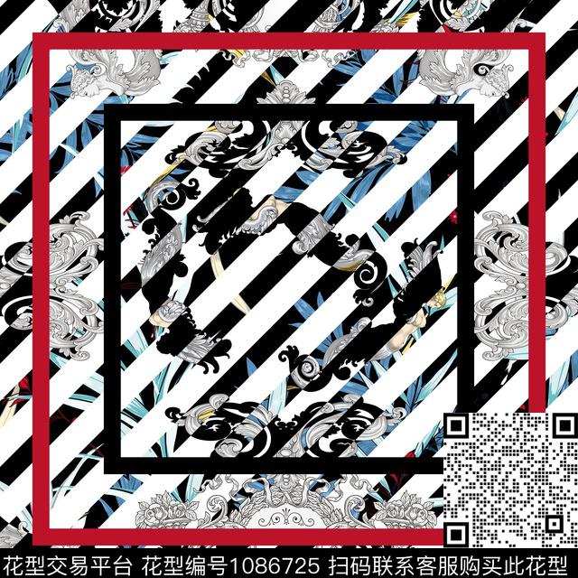 创意花卉方巾数码印花华亿平台下载（图片编号: 1086725） - 瓦栏（Walan）