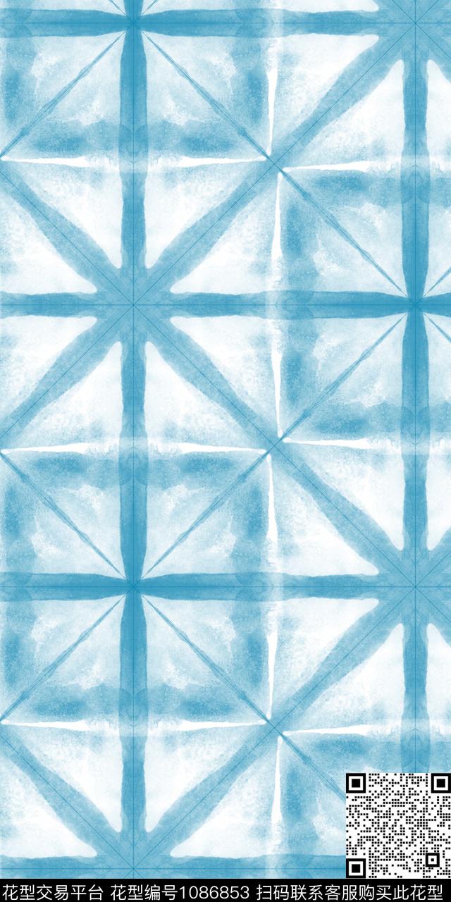 格子扎染华亿平台几何传统印花华亿平台下载（图片编号: 1086853） - 瓦栏（Walan）