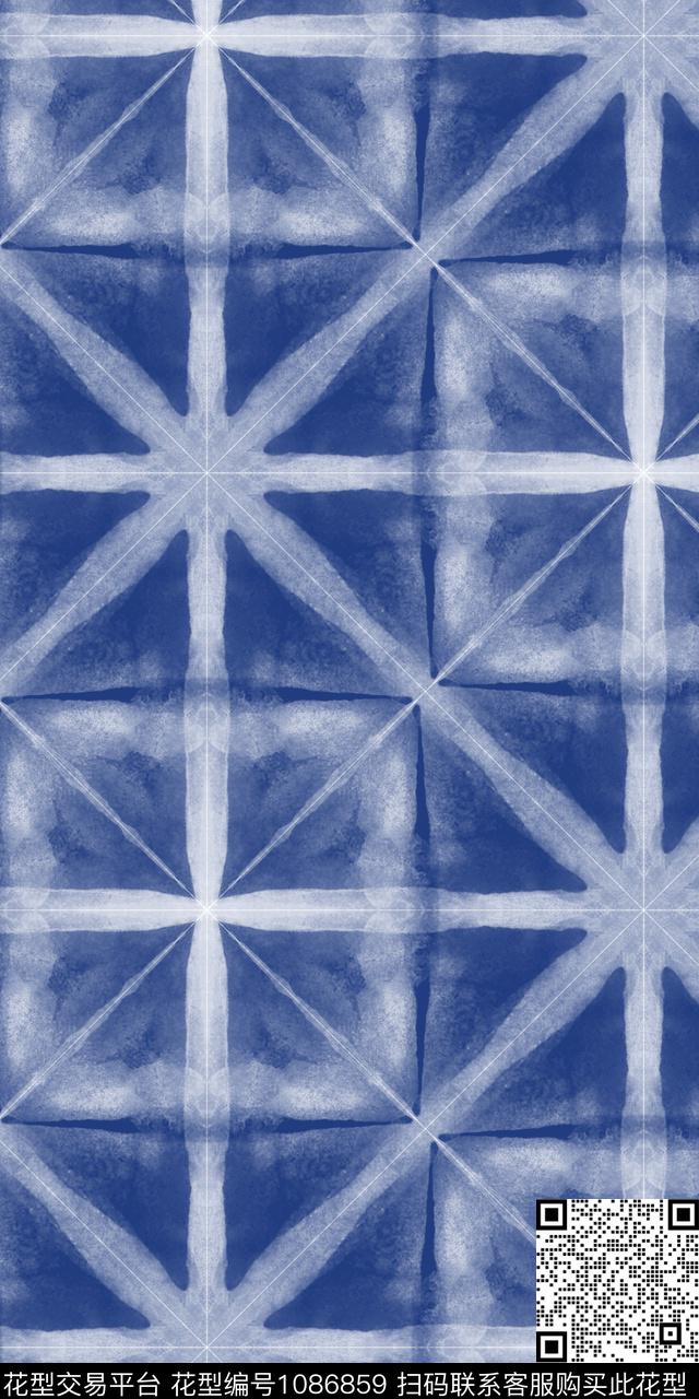 格子扎染华亿平台几何传统印花华亿平台下载（图片编号: 1086859） - 瓦栏（Walan）
