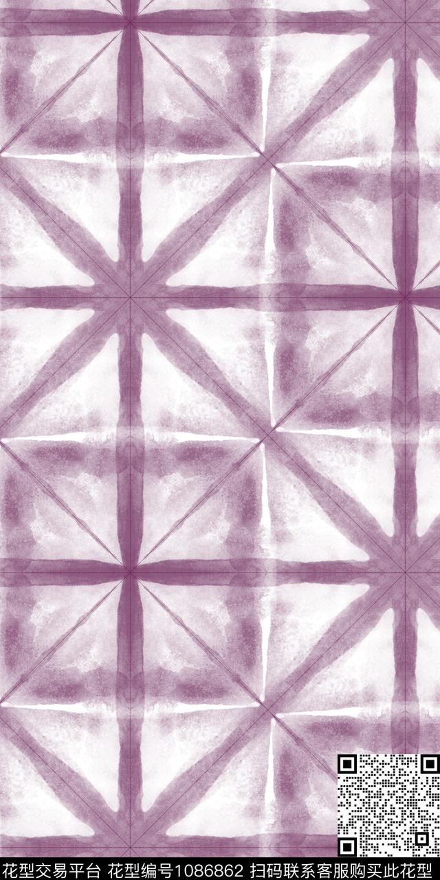 格子扎染华亿平台几何传统印花华亿平台下载（图片编号: 1086862） - 瓦栏（Walan）