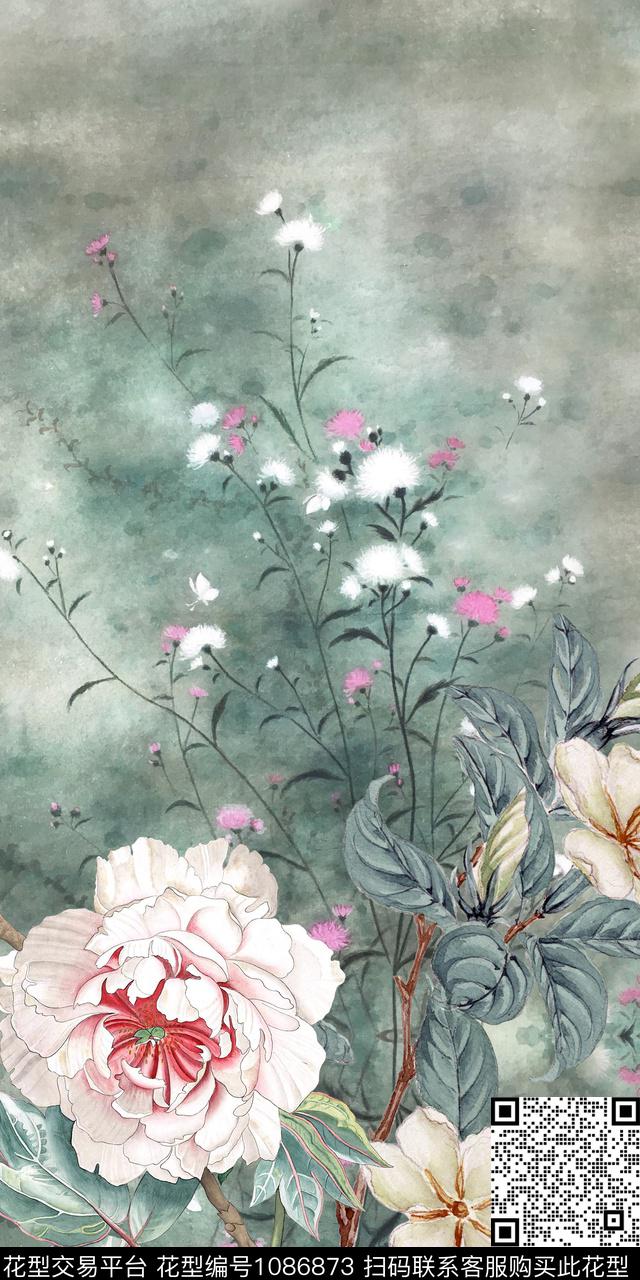 数码华亿平台花卉定位花数码印花华亿平台下载（图片编号: 1086873） - 瓦栏（Walan）