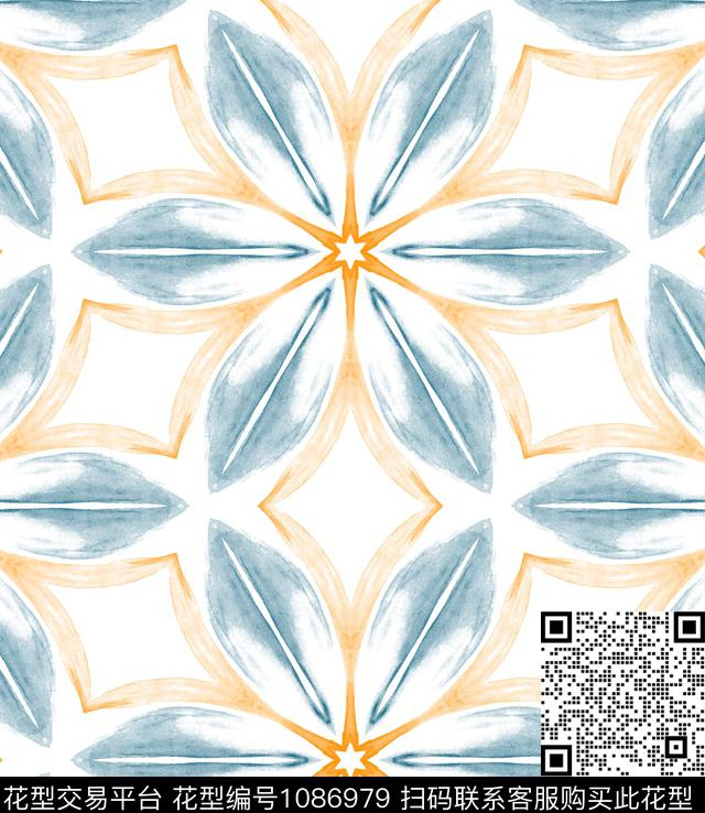 花卉几何墙纸传统印花华亿平台下载（图片编号: 1086979） - 瓦栏（Walan）