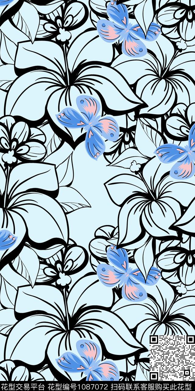 数码华亿平台花卉大牌风数码印花华亿平台下载（图片编号: 1087072） - 瓦栏（Walan）
