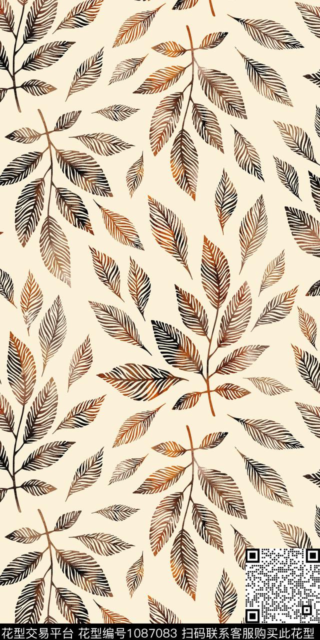 数码华亿平台绿植树叶大牌风数码印花华亿平台下载（图片编号: 1087083） - 瓦栏（Walan）