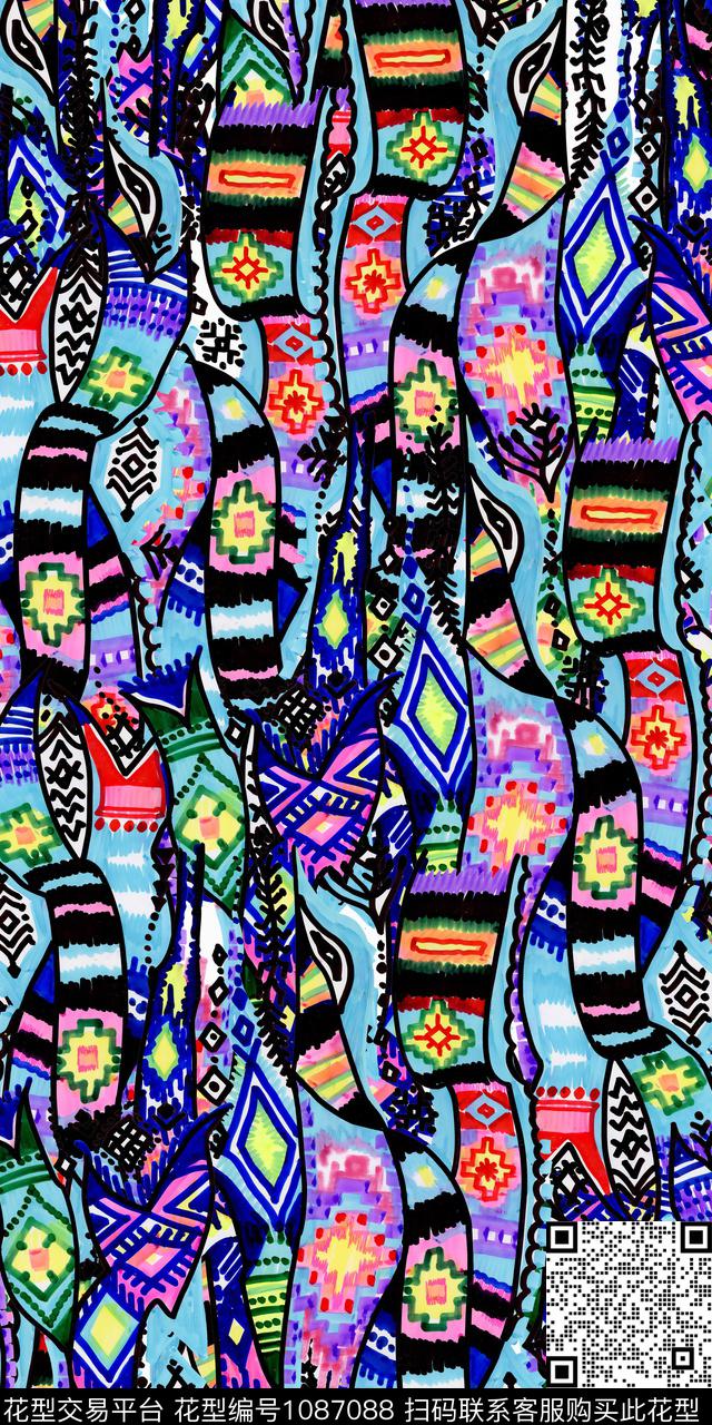 数码华亿平台抽象大牌风数码印花华亿平台下载（图片编号: 1087088） - 瓦栏（Walan）