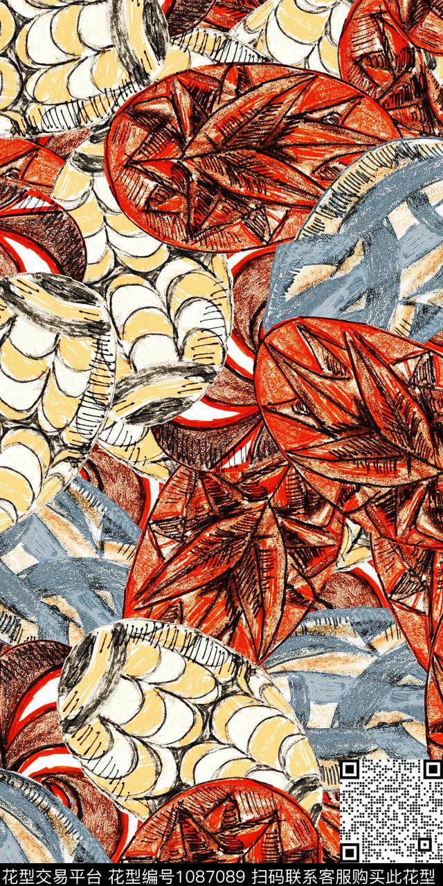 数码华亿平台抽象大牌风数码印花华亿平台下载（图片编号: 1087089） - 瓦栏（Walan）