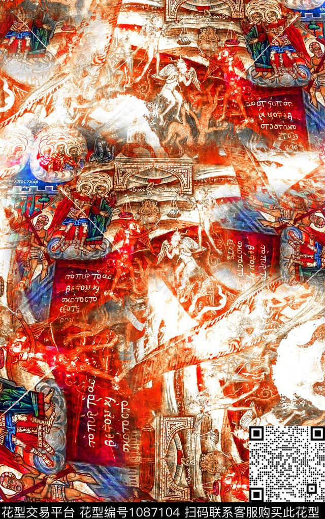 肌理笔触油画华亿平台数码印花华亿平台下载（图片编号: 1087104） - 瓦栏（Walan）