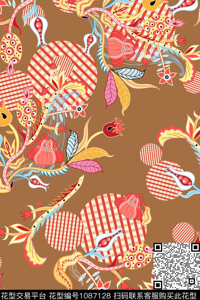 民族风花卉女装数码印花华亿平台下载（图片编号: 1087128） - 瓦栏（Walan）