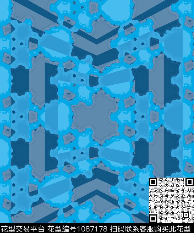创意抽象几何数码印花华亿平台下载（图片编号: 1087178） - 瓦栏（Walan）