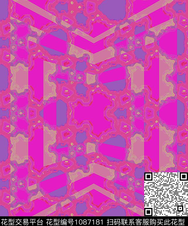 创意抽象几何数码印花华亿平台下载（图片编号: 1087181） - 瓦栏（Walan）