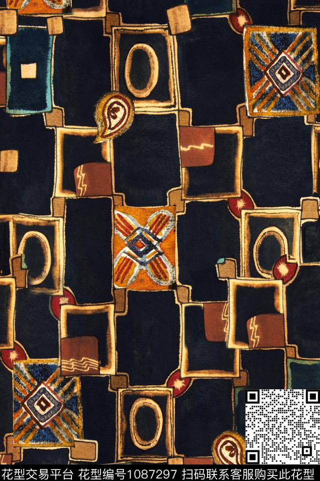 抽象纹理花纹数码印花华亿平台下载（图片编号: 1087297） - 瓦栏（Walan）