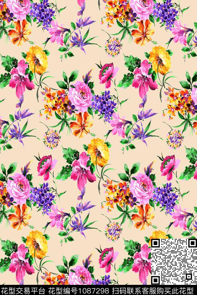 数码华亿平台小碎花花卉数码印花华亿平台下载（图片编号: 1087298） - 瓦栏（Walan）