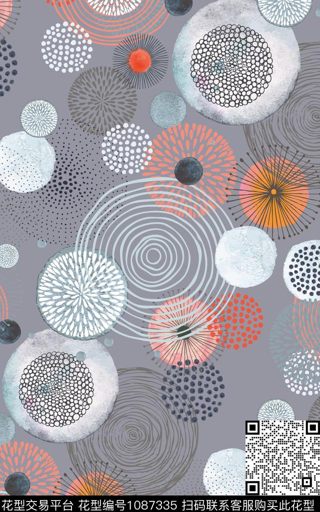 线条几何图案数码印花华亿平台下载（图片编号: 1087335） - 瓦栏（Walan）