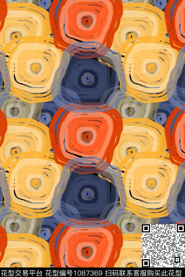 迷彩圆圈与波点抽象传统印花华亿平台下载（图片编号: 1087369） - 瓦栏（Walan）