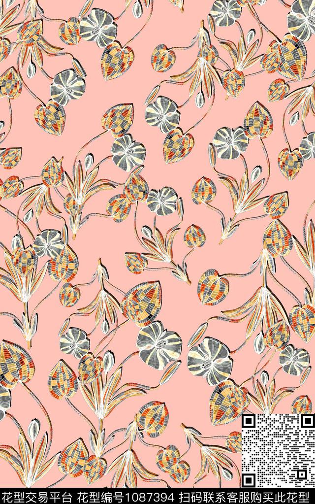 小碎花花卉清爽底花卉数码印花华亿平台下载（图片编号: 1087394） - 瓦栏（Walan）