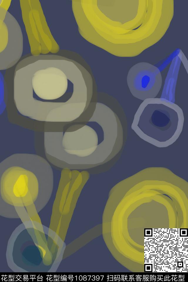 迷彩圆圈与波点抽象数码印花华亿平台下载（图片编号: 1087397） - 瓦栏（Walan）